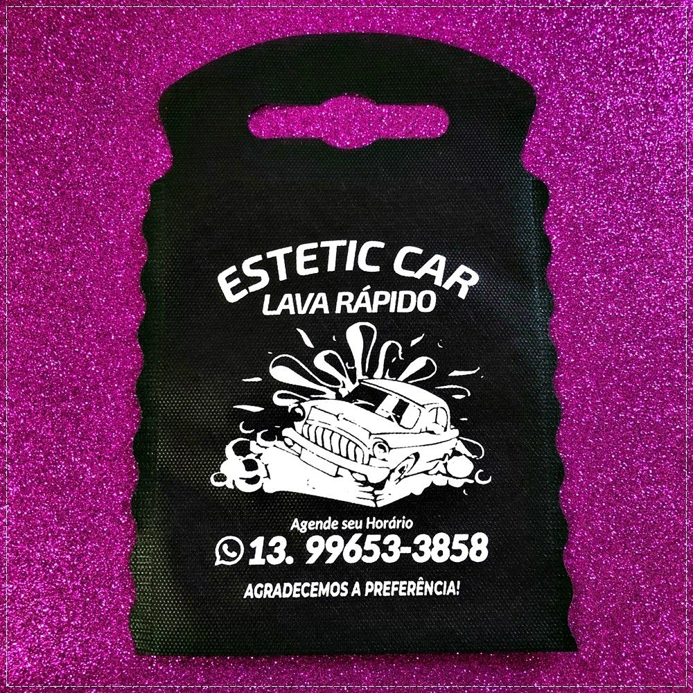 Sacolinha Lixocar personalizada preta para lava rápido e estética automotiva